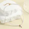 Pendant Necklaces Neo-gothic Evil Blue Eye Imitation Pearl Necklace For Women Collar Gold Color Stainless Steel Clasp Bulk Items Wholesale