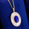 Pendant Necklaces Natural Lapis Lazuli Necklace Mother-of-pearl Pearl Sterling Silver Gold-plated Premium Sense Earrings
