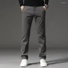 Men's Pants Premium 97%Cotton Casual Fashion All Match Straight Slim Fit Business Work Black Blue Khaki Men Trousers