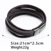 Charm Bracelets Stainless Steel Top Quality Jewelry Male Black/Brwon Leather Wrap Bracelet Men Braided Multilayer Fashion Punk Wholesale