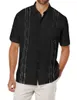 Chemises décontractées pour hommes Chemise en lin à manches courtes de haute qualité Cubain Beach Top Pocket Guayabella Hommes