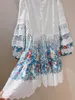Herbst-Designer-Kleid, ausgehöhlte gestickte gedruckte Laternenhülsen mit Bund A-Line-Saum, Neue Frauenkleidung