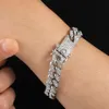 Charm Armband Hiphop Men Women 13mm Prong Cuban Link Chain Armband Bling Iced Out 2 Rows asfalterade Miami Rhombus Jewelry 230822