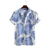 Herren lässige Hemden Hawaiian Strandhemd Bluse Kurzarm klassisches tropisches Blatt-T-Shirt