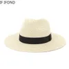 Bérets grande taille 60CM été Panama chapeaux pour femmes hommes à large bord plage Jazz chapeau refroidissement dames soleil paille 230822