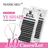 Falska ögonfransar 10Cases Masscaku Yy Shape S CD Curl Hand Woven Wimpers 005007mm Soft Light Natural Individual 230822