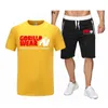 Survêtements pour hommes deux pièces vêtements de sport à manches courtes t-shirt décontracté et short à cordon Gorilla été coton costume 230822