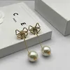 Charm Designer Yeni Kelebek Tam Pırlanta İnci Küpeler Kadınlar Işık Lüks Çok Yönlü ve Minimal Şık Stil Bow Tie Earline 1HZP