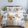Beddengoed stelt 3D dierpatroon dekbedoverdeksel set schattig patroon beddengoed set quilt cover twin single size home textiel kitten r230823