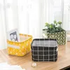 Storage Bags Nordic Style Cotton Linen Desktop Basket Plaid Fabric Sundries Box Simple Decoration Home