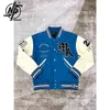 Men's Jackets High-End Brand Wool Baseball Jacket Men Heavy Industry Embroidered PU Leather Sleeves Women Short Coat Fashion Couple Clothes 230823
