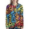 Women's Hoodies Layered Color Abstract Geometric Gothic Custom Print On Demand In Outerwear Clothing Thin Zipper Hoodie Sweatshirt