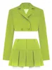Trajes de mujer Taruxy, Blazers verdes para mujer, abrigos recortados, chaqueta, trajes informales de verano, Blazer elegante de moda 2023