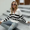 Maglioni femminili autunnwinter casual maniche lunghe cotone cotone in cotone maglione a strisce sciolte a strisce maglione pullover 230822 230822