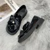 Dress Shoes Spring Female British Style College Casual Loafers Ribbon Bow Patent Leather Fashion Girls Kawaii 230823