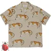 Men's Casual Shirts Crawl Yellow Tiger Print Pattern Hawaii Wacko Maria Short Shirt Silk T 230823