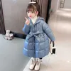 Down Coat Baby Girls Jacket Winter Long Cotton Peded Parka -jurk Peuter Shinny Hooded Down Coat Kerstkostuums voor snowuit TZ346 J230823