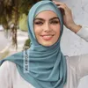 Hijabs women plain bubble chiffon scarf hijab wrap printe solid color shawls headband hijabs scarves 56 colors 230823