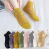 Women Socks 3Pairs Womens Spring Summer Hollowed Ankle Breathable Invisible Low Cut Boat Retro Floral Design Female Solid Color Sox