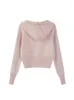 Tricots pour femmes Femmes Rose Sweat à capuche Cardigan Pull tricoté Mode Dames Manches longues Zip Coréen Harajuku Y2k Vintage Jumper Top Vêtements