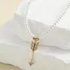 Pendant Necklaces Exquisite Fletching Feathers Imitation Pearl Necklace For Women Collar Vintage Stainless Steel Clasp Gold Color Free