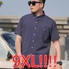 Camisas casuais masculinas listradas para homens 9xl plus size de grande tamanho de camisa solta machos machos de manga curta tops de verão 68-175kg