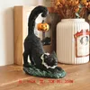 Dekorative Objekte Figuren Vintage Ghost Skull Ornament handbemalte schwarze Katze Witch Desktop Skulptur Spaß Halloween Craft Birthday Geschenk 230823