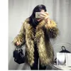 Manteau d'hiver en Faux manteau de fourrure pour femme, marque de luxe, grande taille, épais et chaud, manches longues, revers, manteaux de haute qualité
