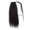 Perruques synthétiques Kinky Straight Ponytail Cheveux Humains 65g100g145g Enrouler autour du clip en queue de cheval Naturel Noir Remy Indien Yaki Cheveux x0823