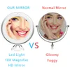 Kompakta speglar 10x LED -ljus Makeup Mirror Lamp förstoring Batteri bärbar hand Vanity Glass Mini Miroir Badrum Kosmetisk badsugning Cup 230823