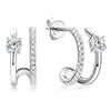 Boucles d'oreilles IOGOU D pour femmes et filles, en argent 925, bijoux certifiés originaux, demi-cerceau, Huggie ouvert en forme de C, 230822