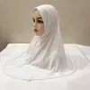 Hijabs H124 Hijab musulmano di grandi dimensioni semplici con il mento parte di alta qualità Amira tira su sciarpa islamica Vendi il velo Ramadan Pray Cappelli 230823