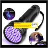 Haute qualité 51 UV lampe de poche LED ultraviolette lumière noire lumière noire torche 395 nM coque en aluminium torches UV mini lumières ZZ