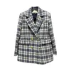 Frauenjacken Korean Fashion Plaid Tweed Blazer Frauen Herbst Vintage Doppelbrust gesteppte Baumwollanzug Jacke Elegant Lady Chic Coat 230823