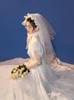 Blanc Vintage mariage élégant Dres dentelle France soirée longue robe femme manches bouffantes princesse coréenne été 230808