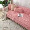 Chair Covers Modern Rose Plush Sofa Cover 5 Seater Solid Thickened Corner L Shape Leather Couch Slipcover Lace Armchair Furniture Protector