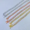Designer-Halsketten für Damen, Titanstahl, vergoldet, Damen-Tenniskette, 3–10 mm Breite, eingelegter VVS-Moissanit-Diamant, Iced-Out-Kettenglieder-Halskette, Tiffany-Schmuck