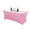 Table Cloth 4/5/6/8FT Stretch Rectangle Tablecloth Spandex Fitted Oilproof Cover Lycra El Birthday Party Meeting