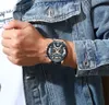 Armbandsur Curren Men Watches Top Brand Luxury Blue Leather Chronograph Sport Watch for Men mode Date Waterproof Clock Reloj Hombre 230822