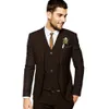 Slim Fits Chocolate Men's Business Suit Cocktail Dress Groom Tuxedos Coat Waistcoat Trousers Set Jacket Pants Vest Tie W3226N