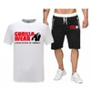 Survêtements pour hommes deux pièces vêtements de sport à manches courtes t-shirt décontracté et short à cordon Gorilla été coton costume 230822