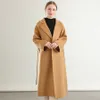 Women's Wool Blends Womens Woollen Coat Long Wool Coat Suit Collar Luxury Brand Autumn Winter Black Wool Blends Jackets 230823