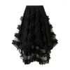 Skirts Summer Women's Candy Color Elastic Waist Fairy Mesh Half Skirt Fluffy Irregular Ruffle Edge Cake A-line