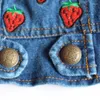 Odzież dla psów truskawkowe haft haft dżinsowy kamizelka vintage dla psów płaszcz zwykłe ubrania dla zwierząt wiosna jesienna dżinsowa odzież xs-xxl