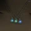 Pendant Necklaces Halloween Gift Necklace Luminous Glowing In The Dark Moon Lotus Flower Shape Buddhism Jewelry Accessory