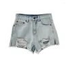 Kvinnors jeans internet ins oregelbundna rippade denim shorts sommar sexig split hög midja slim-fit a-formade byxor