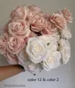 Decorative Flowers Wreaths 9Heads Rose Bouquet Artificial Flower Wedding Rose Decor Scene Display Floral Gift Pink White Camellia 230823