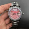Lady Watch Diamond Bezel Pink Dial President Women Stainless Watches Womens Ladies Automatic Mechanical Wristwatch Sapphire Glass 236Z
