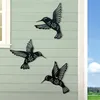 Adesivos de parede 3 peças Bird pendurando estatuetas esculpidas esculturas de silhueta de beija -flor de beija -flor decorações externas de animais 230822