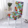 Ceintures Cartoon Graffiti Housse de chaise Élastique Spandex Couvre pour salle à manger Cuisine Stretch avec dos 12PCS 230822